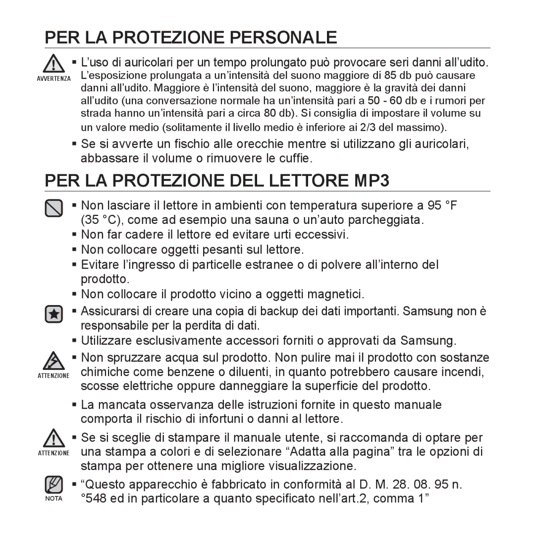 Samsung YP-Q1JCW/EDC, YP-Q1JES/EDC, YP-Q1JCS/EDC, YP-Q1JEB/EDC, YP-Q1JCB/EDC, YP-Q1JAS/EDC PER LA Protezione DEL Lettore MP3 