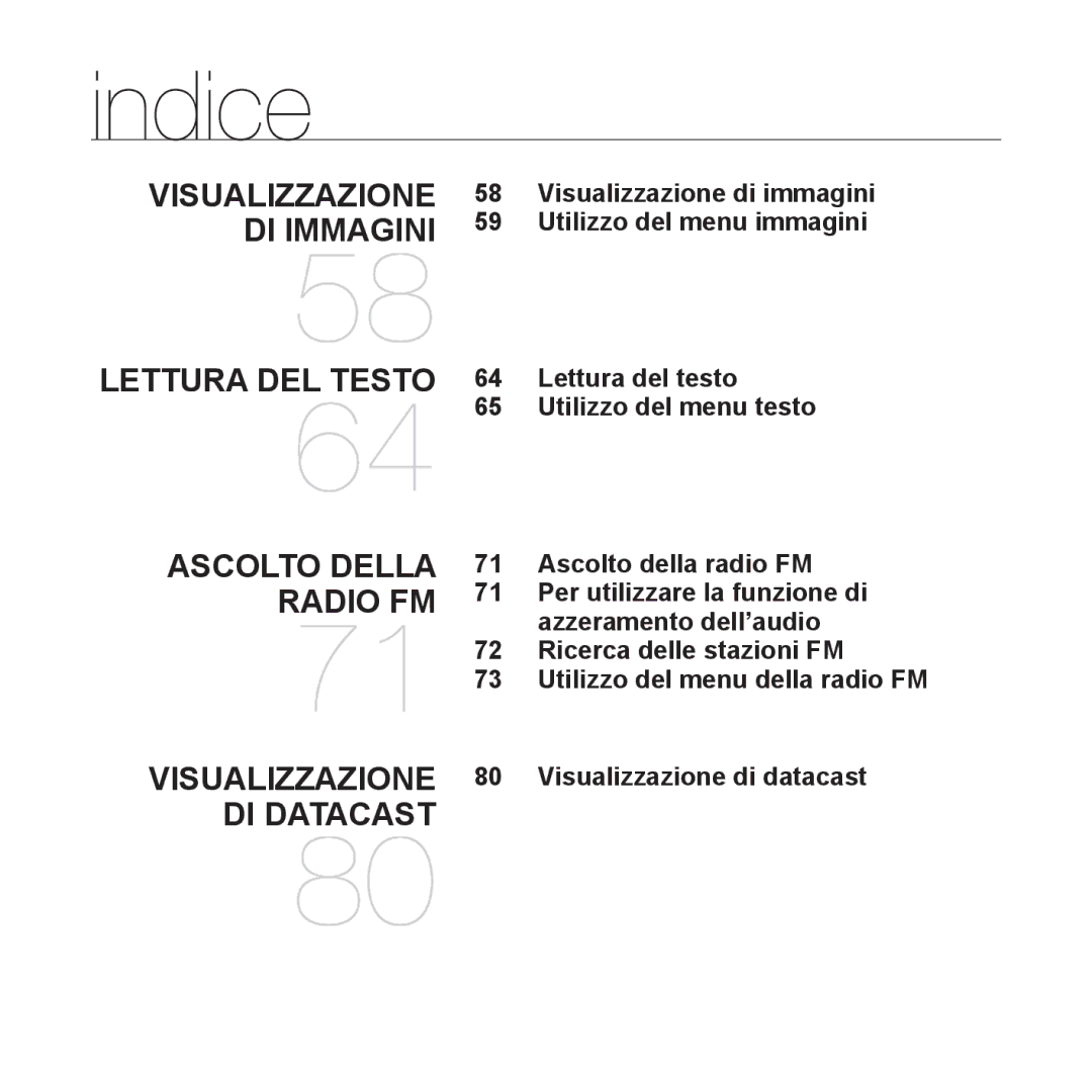 Samsung YP-Q1JES/EDC, YP-Q1JCS/EDC, YP-Q1JEB/EDC, YP-Q1JCB/EDC, YP-Q1JAS/EDC Visualizzazione DI Immagini Lettura DEL Testo 