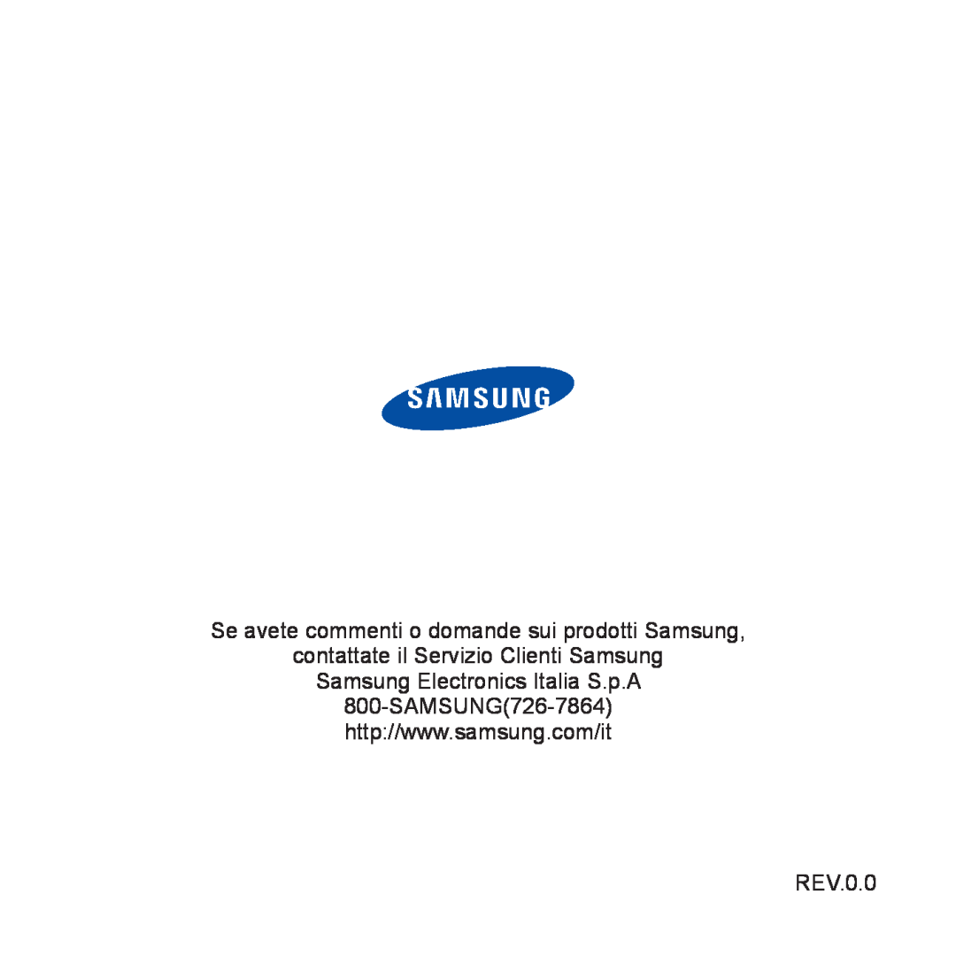 Samsung YP-Q1JAW/EDC, YP-Q1JES/EDC, YP-Q1JCS/EDC, YP-Q1JEB/EDC Se avete commenti o domande sui prodotti Samsung, REV.0.0 