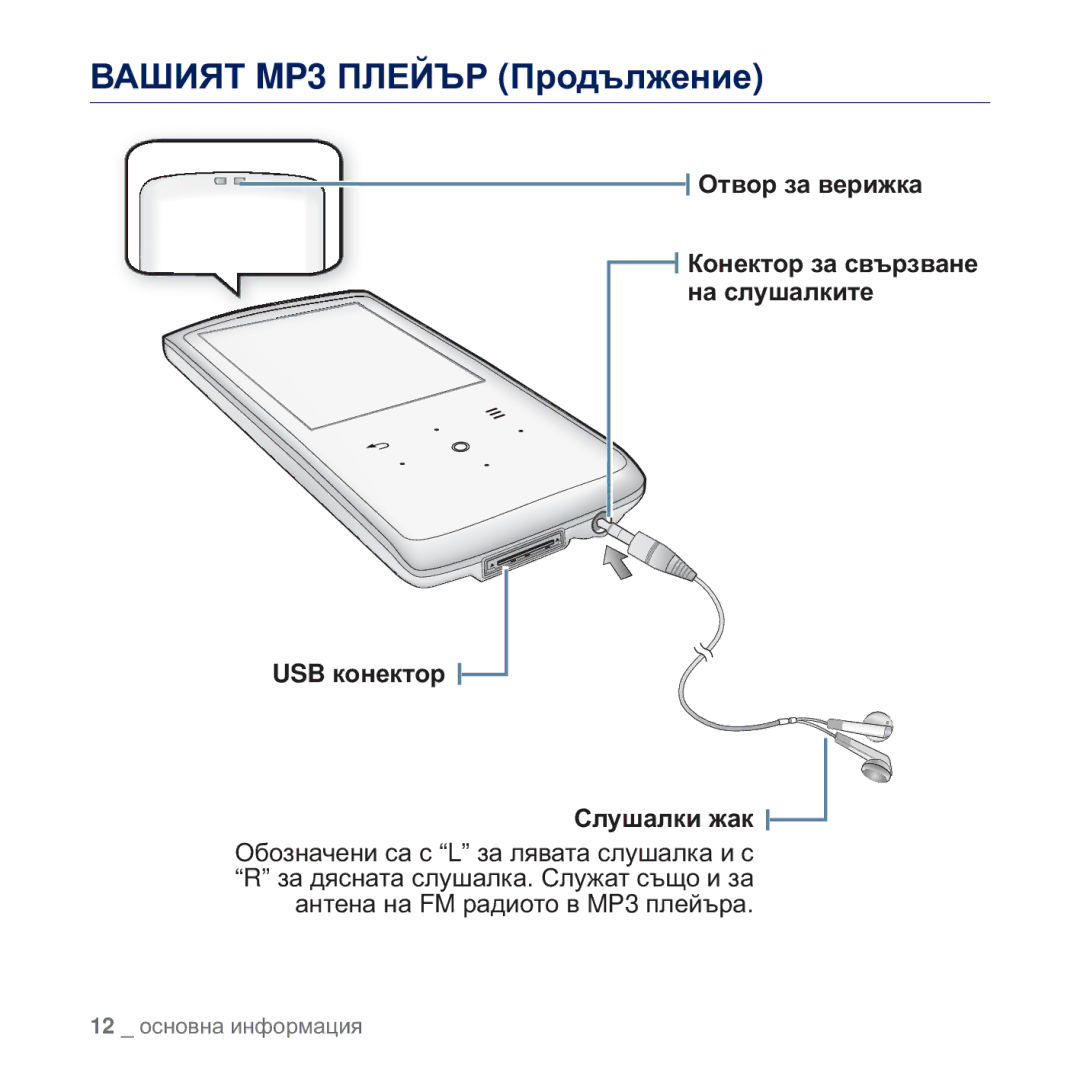 Samsung YP-Q2JAB/EDC, YP-Q2JEB/EDC, YP-Q2JEW/EDC, YP-Q2JCB/EDC manual 12 ɨɫɧɨɜɧɚ ɢɧɮɨɪɦɚɰɢɹ 