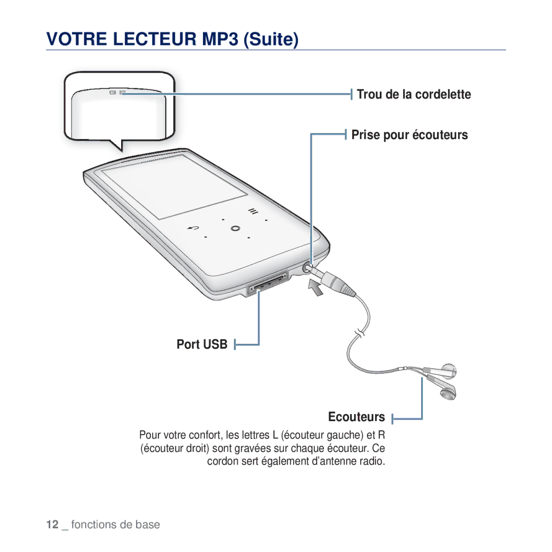 Samsung YP-Q2JAB/XEF, YP-Q2JCB/XAA, YP-Q2JEW/XEF, YP-Q2JCW/XEF, YP-Q2JCB/XEF, YP-Q2JEB/XEF manual Votre Lecteur MP3 Suite 