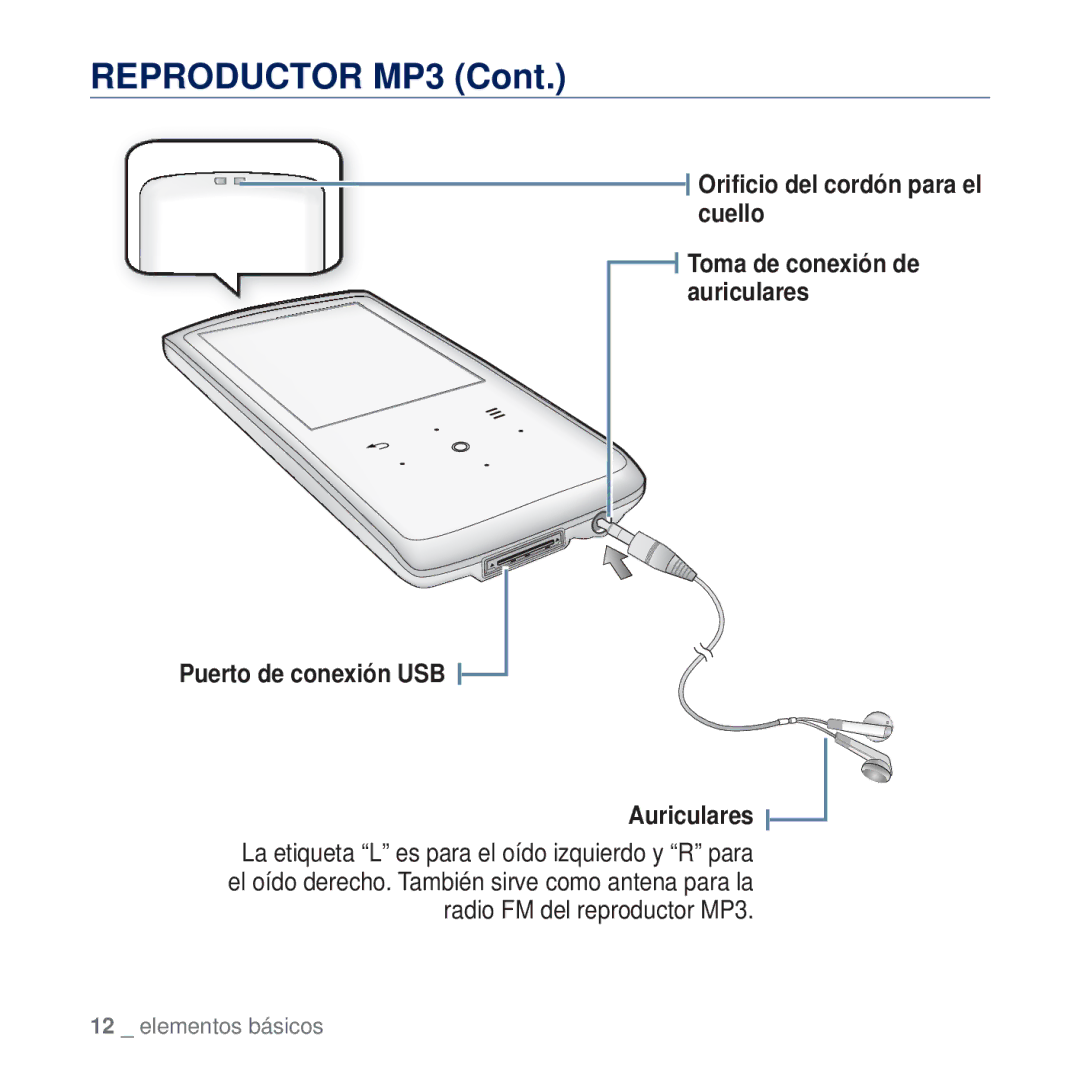 Samsung YP-Q2JCW/XEE, YP-Q2JEW/XEE, YP-Q2JAB/XEE, YP-Q2JCB/XEE, YP-Q2JAW/XEE, YP-Q2JEB/XEE manual Reproductor MP3 