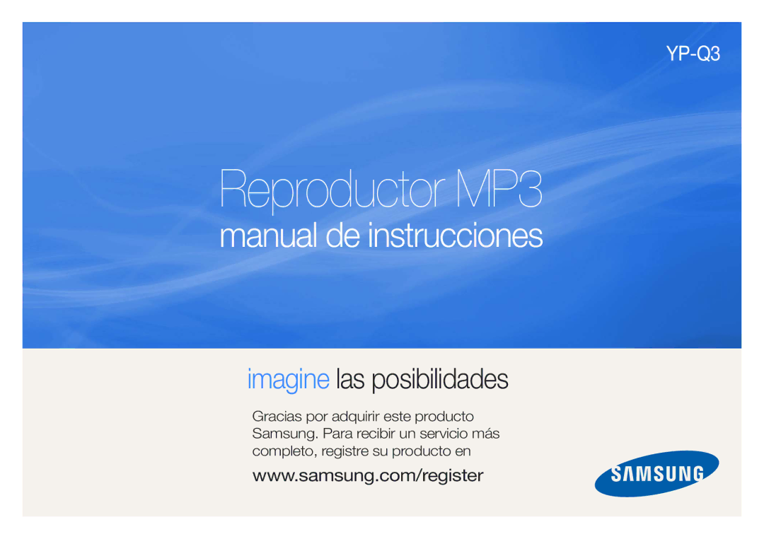 Samsung YP-Q3AB/EDC, YP-Q3CB/EDC, YP-Q3CW/EDC, YP-Q3AW/EDC, YP-Q3CS/EDC manual Reproductor MP3 