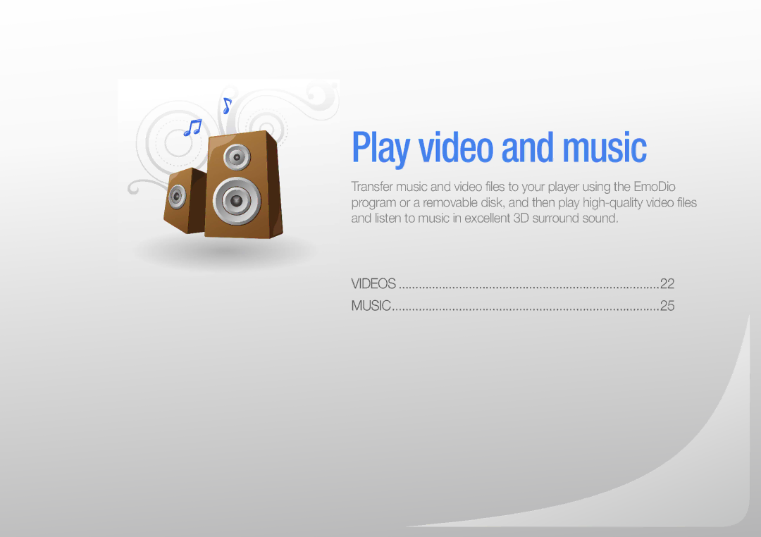 Samsung YP-R0 user manual Play video and music 