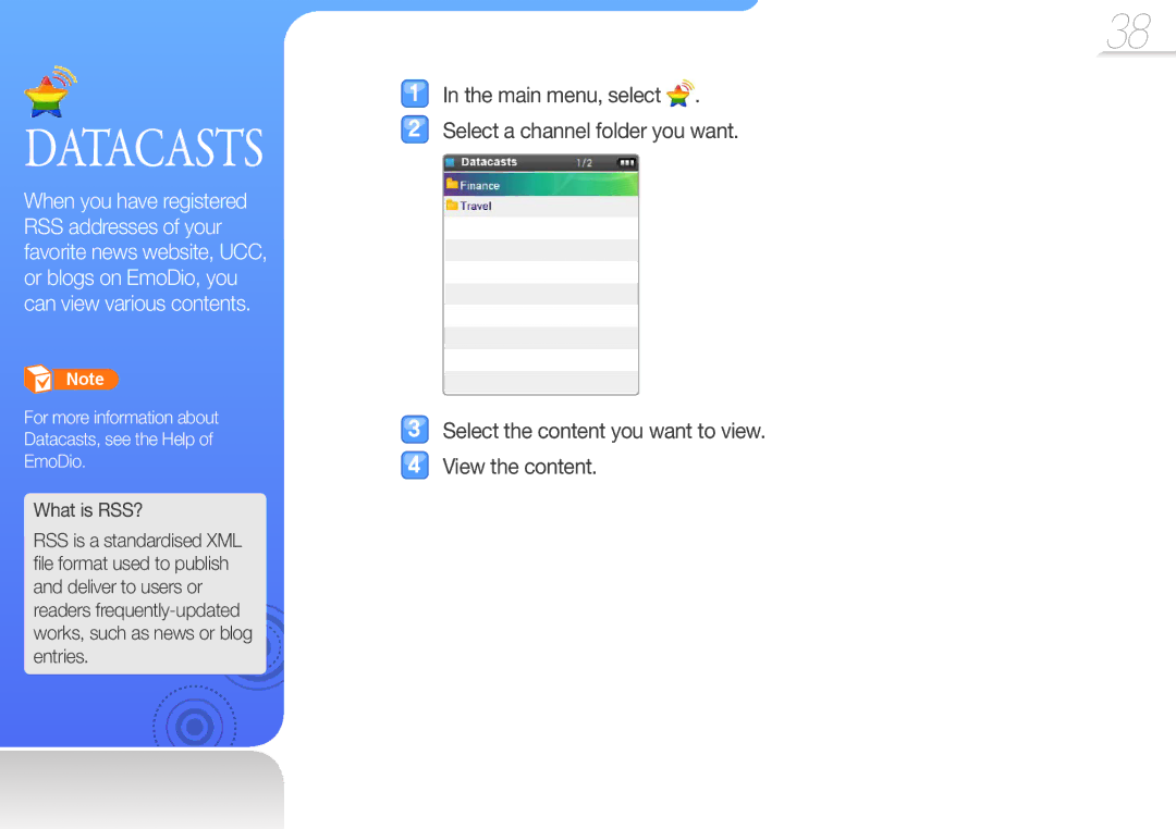 Samsung YP-R0 user manual Datacasts 