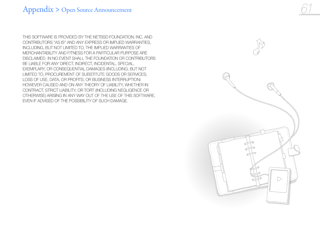 Samsung YP-R0 user manual Appendix Open Source Announcement 