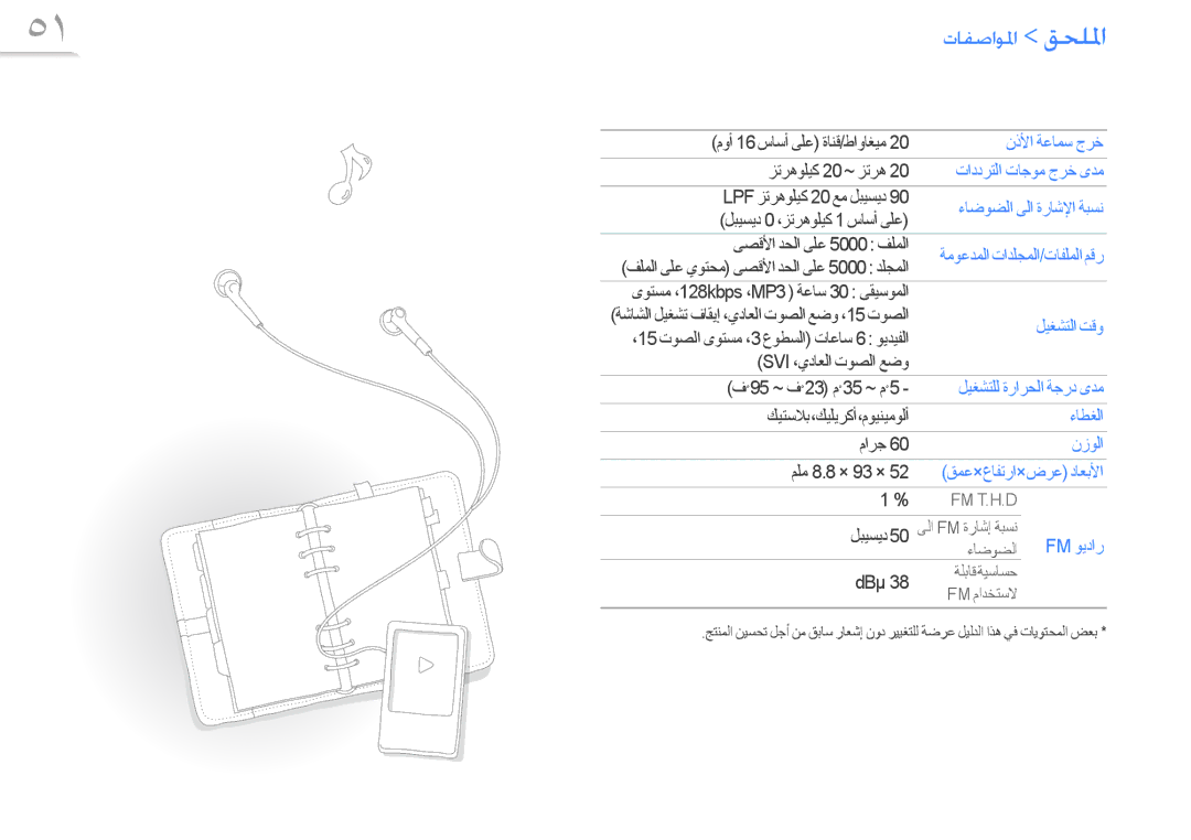 Samsung YP-R0AS/AAW, YP-R0AB/HAC, YP-R0AB/MEA, YP-R0AS/HAC, YP-R0CB/HAC, YP-R0AB/AAW, YP-R0CB/AAW, YP-R0CS/HAC ﺕﺎﻔﺻﺍﻮ ﳌﺍ ﻖﺤﻠ ﳌ ﺍ 