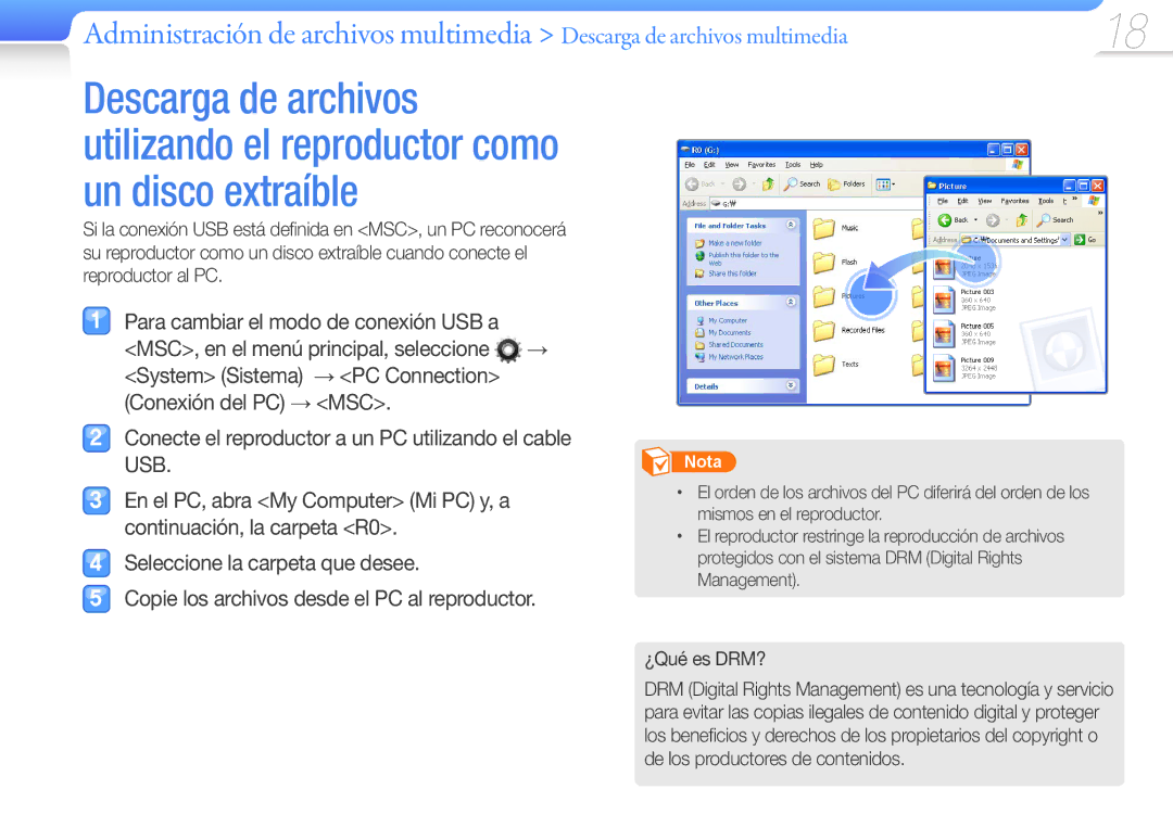 Samsung YP-R0JCB/EDC, YP-R0JEB/EDC, YP-R0JCP/EDC, YP-R0JAB/EDC, YP-R0AB/XSE, YP-R0JEP/EDC manual ¿Qué es DRM? 