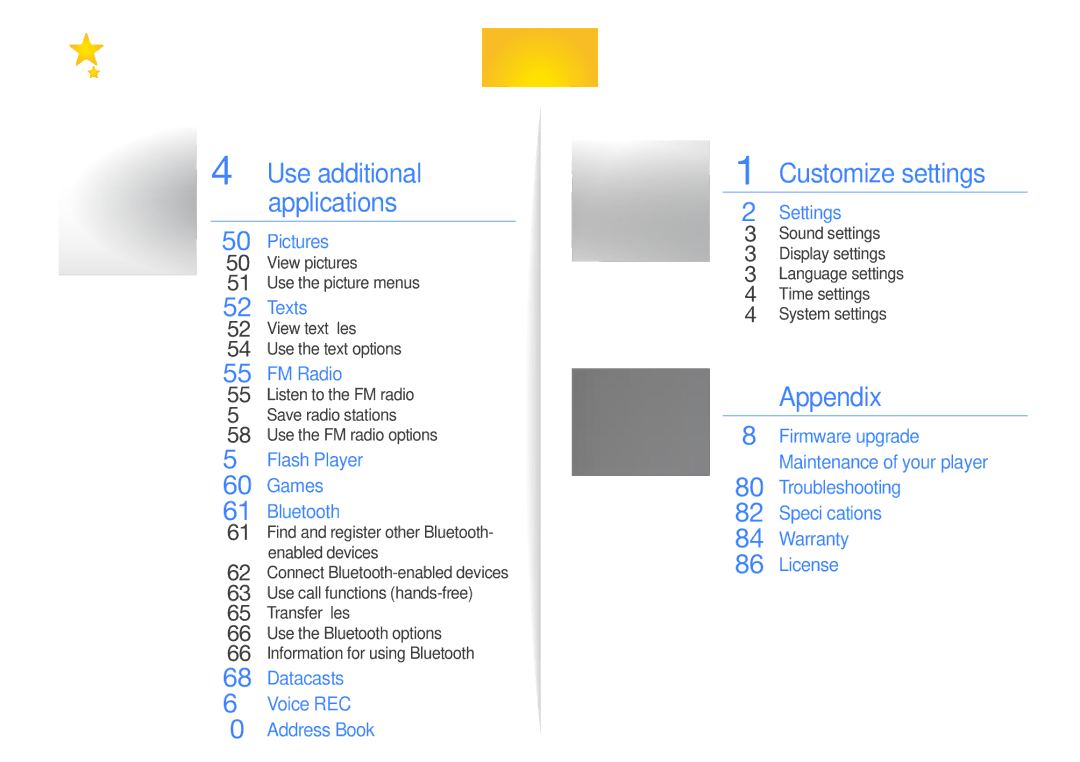 Samsung YP-R1 user manual Contents 