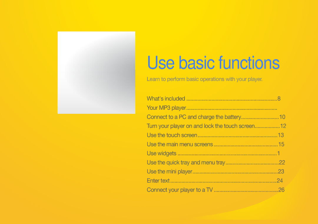 Samsung YP-R1 user manual Use basic functions 