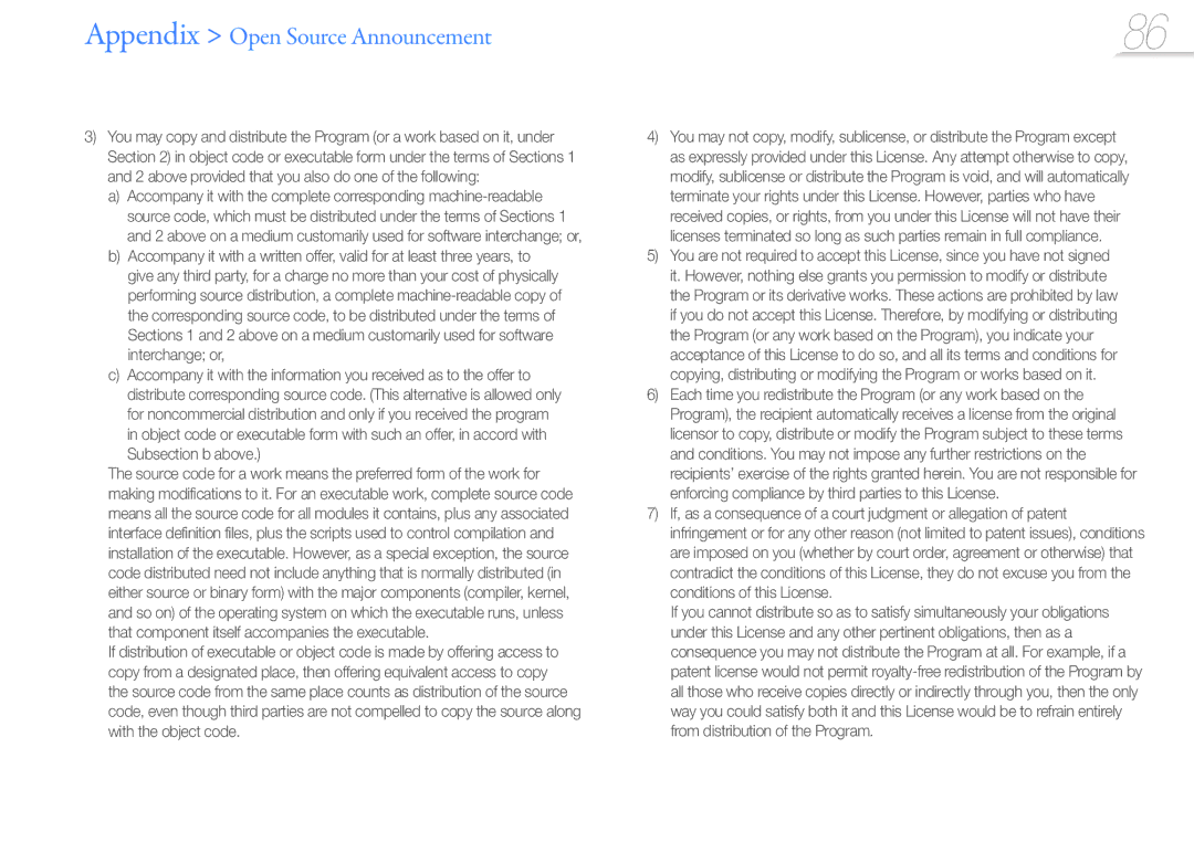 Samsung YP-R1CB/MEA, YP-R1CS/AAW, YP-R1CS/MEA, YP-R1CB/AAW, YP-R1AB/AAW, YP-R1CP/MEA manual Appendix Open Source Announcement 