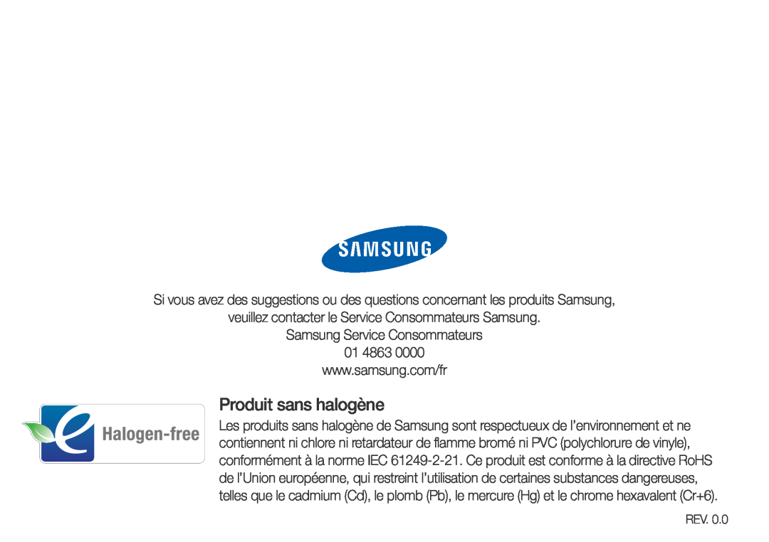Samsung YP-R1JCP/XEF manual veuillez contacter le Service Consommateurs Samsung, Samsung Service Consommateurs 01 4863 