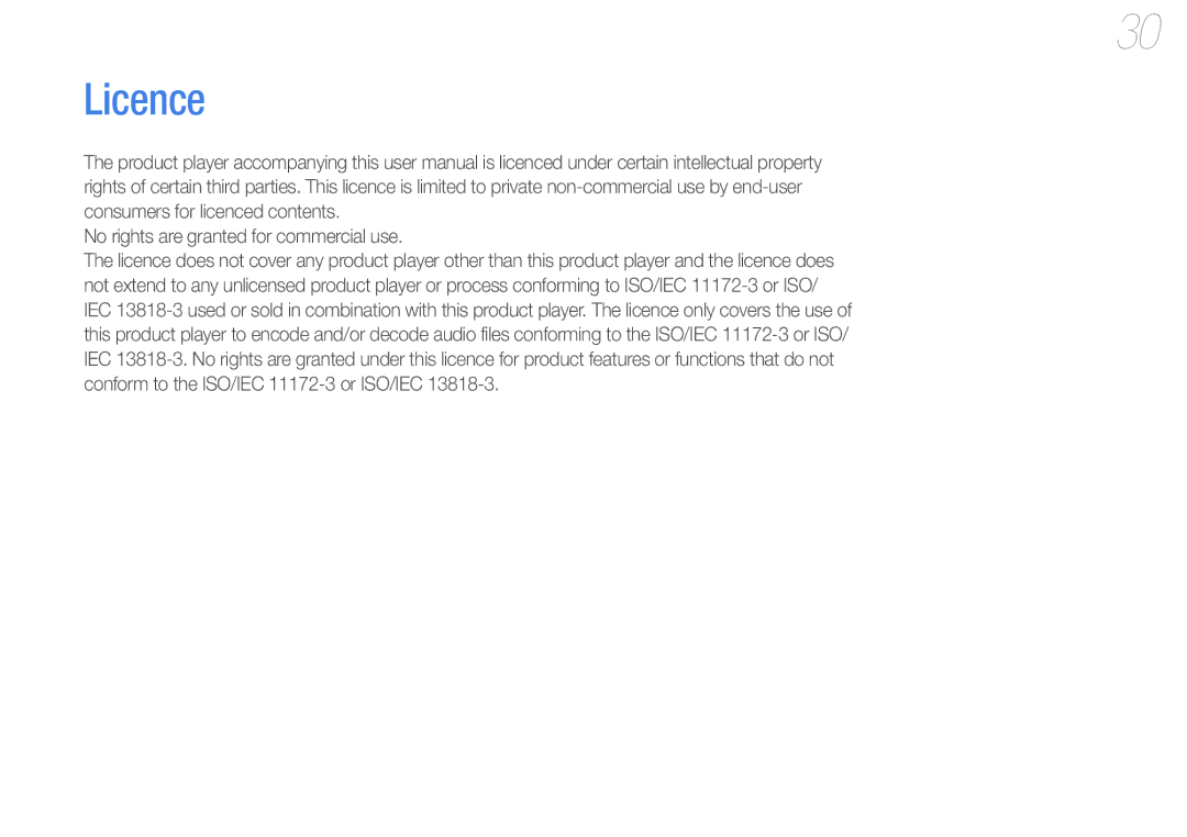 Samsung YP-S1AP/EDC, YP-S1QLV/XEF, YP-S1QPV/XEF, YP-S1QPV/EDC, YP-S1AL/EDC Licence, No rights are granted for commercial use 