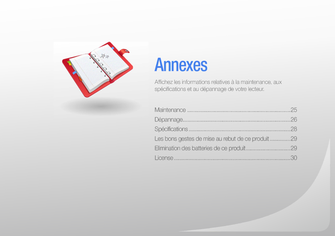 Samsung YP-S1QLV/XEF, YP-S1QPV/XEF manual Annexes 