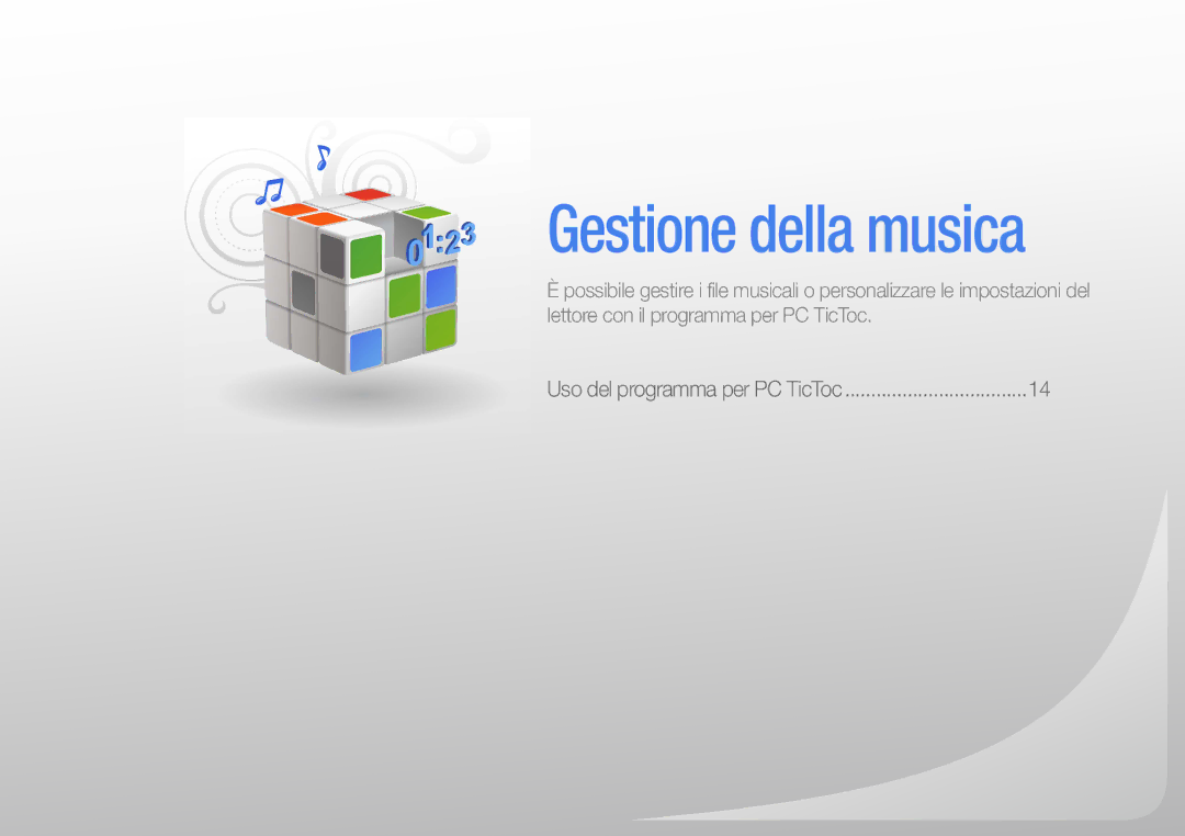 Samsung YP-S1AP/EDC, YP-S1QPV/EDC, YP-S1AL/EDC, YP-S1QLV/EDC manual Gestione della musica 