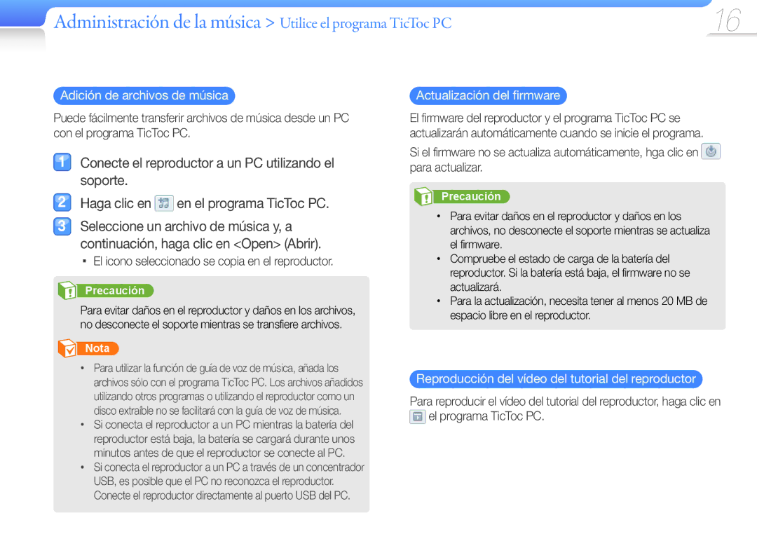 Samsung YP-S1QL/MEA, YP-S1QPV/EDC, YP-S1QLV/EDC, YP-S1QBR/EDC manual Adición de archivos de música 