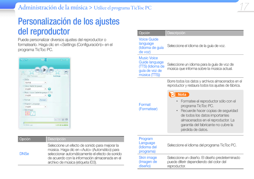 Samsung YP-S1QBR/EDC, YP-S1QPV/EDC, YP-S1QLV/EDC, YP-S1QL/MEA manual Personalización de los ajustes del reproductor 