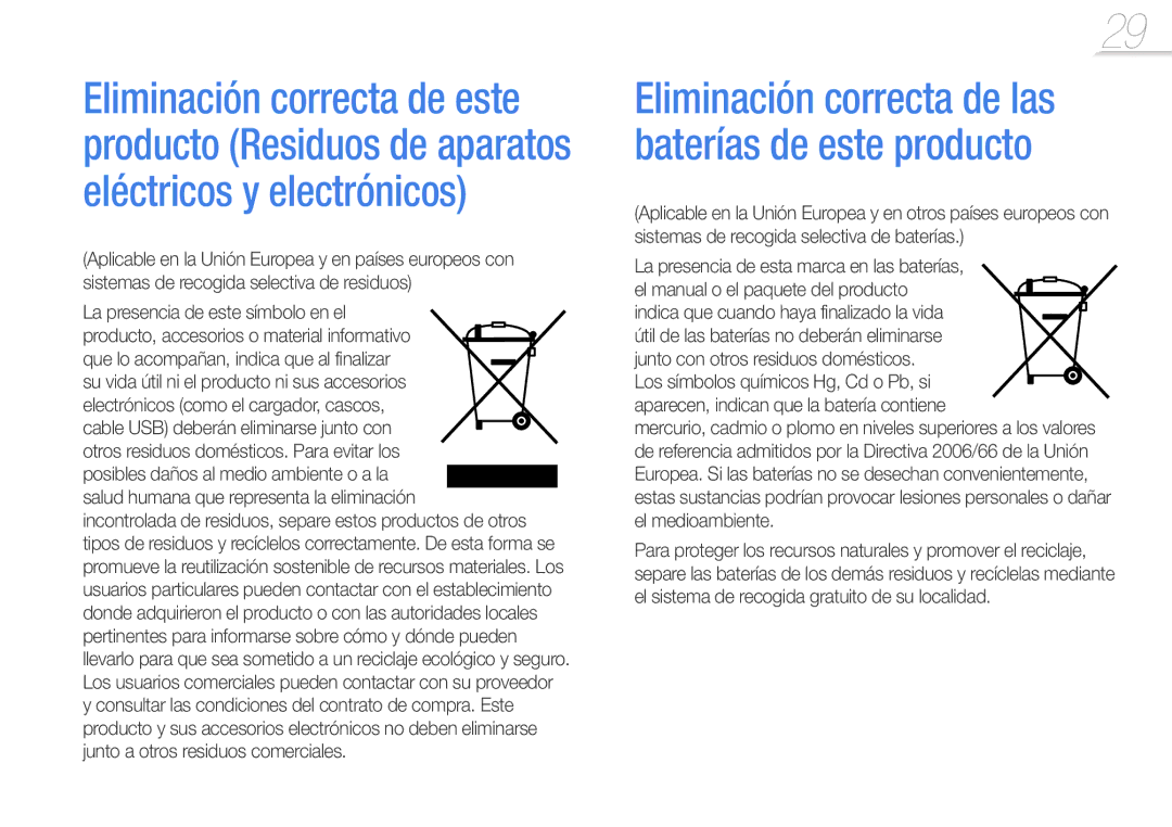 Samsung YP-S1QBR/EDC, YP-S1QPV/EDC, YP-S1QLV/EDC La presencia de este símbolo en el, Electrónicos como el cargador, cascos 