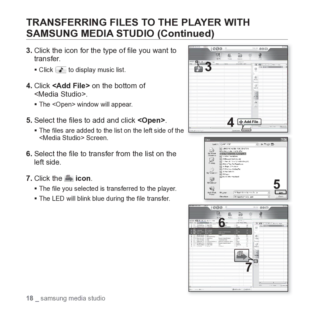 Samsung YP-S2 user manual Transferring Files to the Player with Samsung Media Studio 