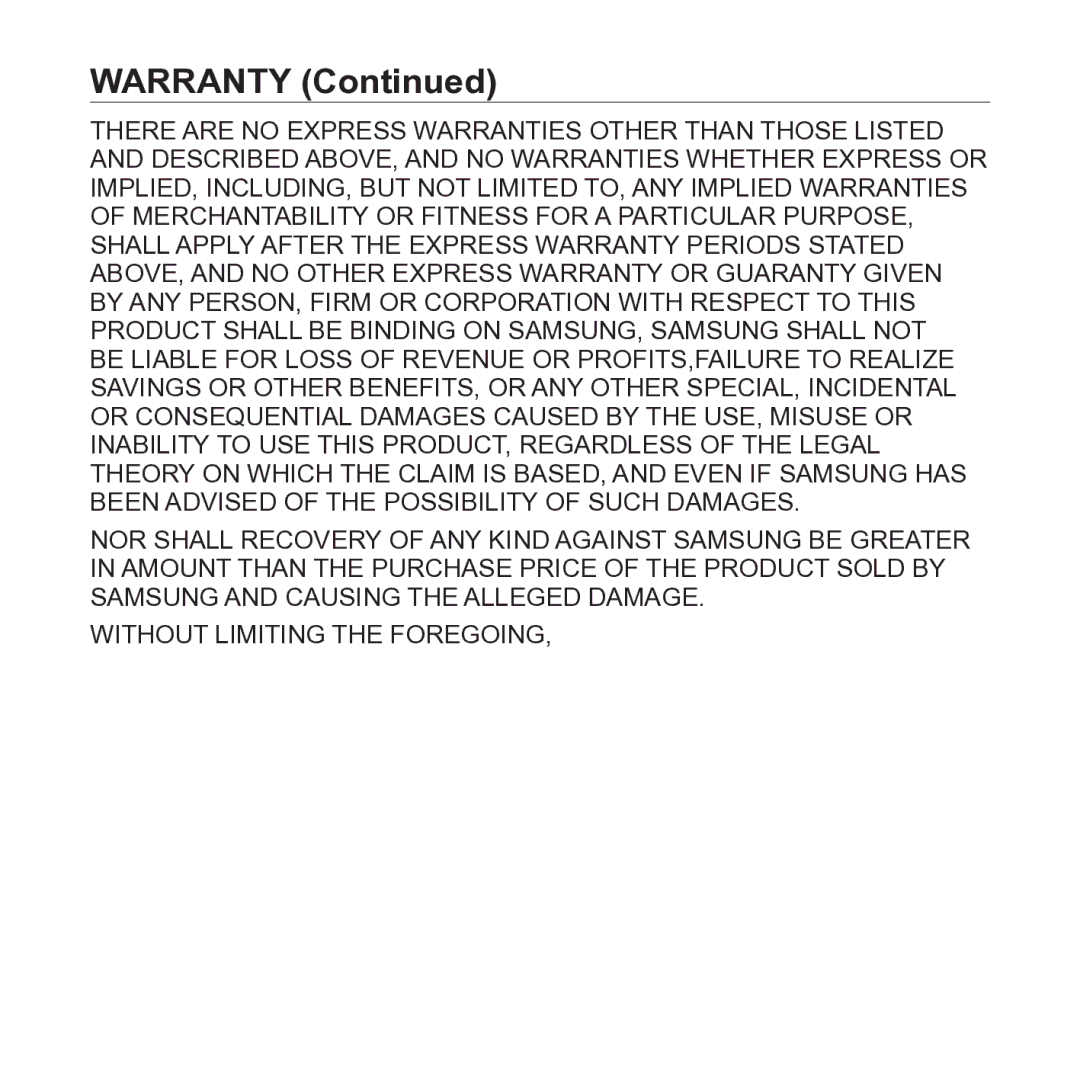 Samsung YP-S2 user manual Warranty 