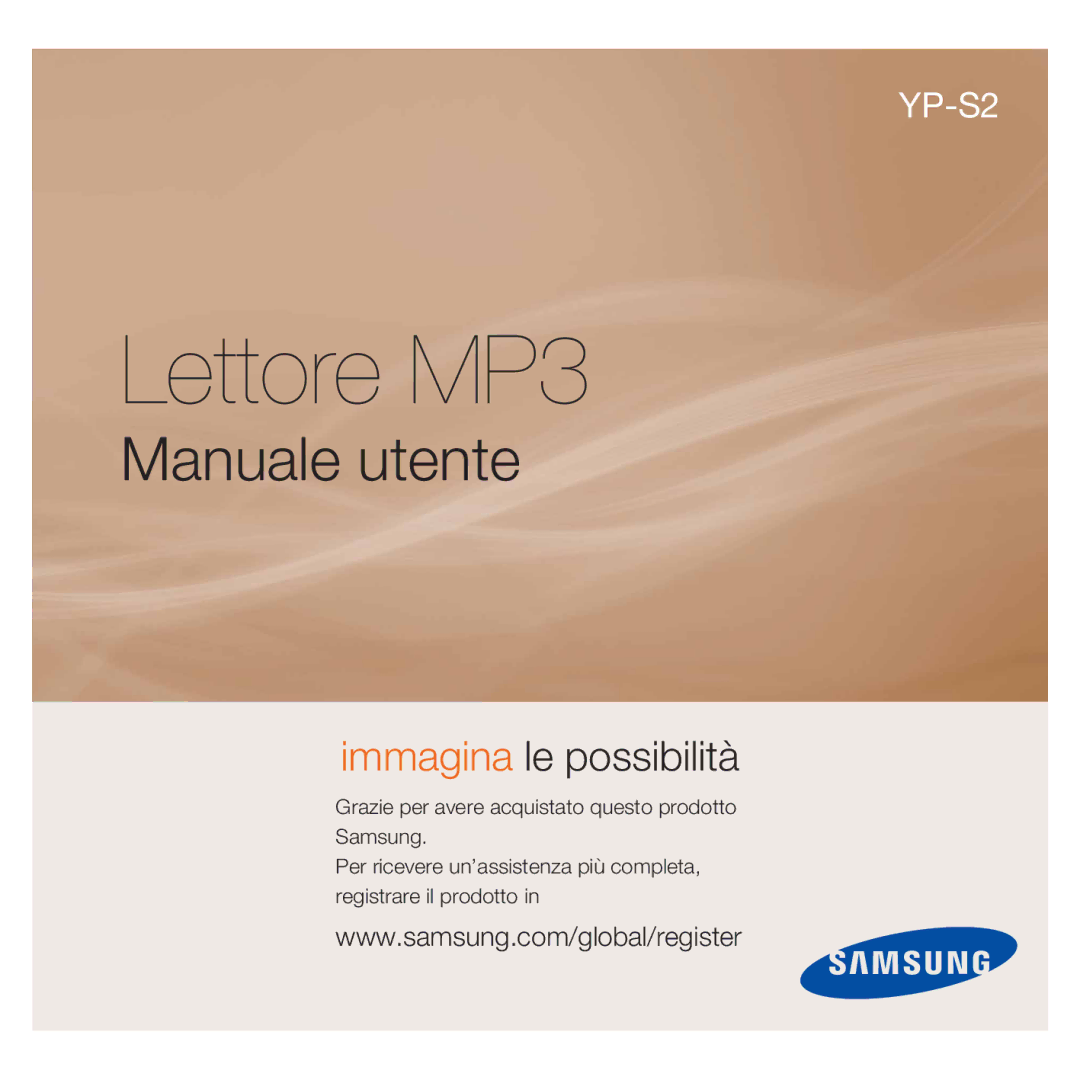 Samsung YP-S2ZR/EDC, YP-S2QB/EDC, YP-S2ZU/EDC, YP-S2ZB/EDC, YP-S2QW/EDC, YP-S2QU/EDC manual Lettore MP3, Manuale utente 