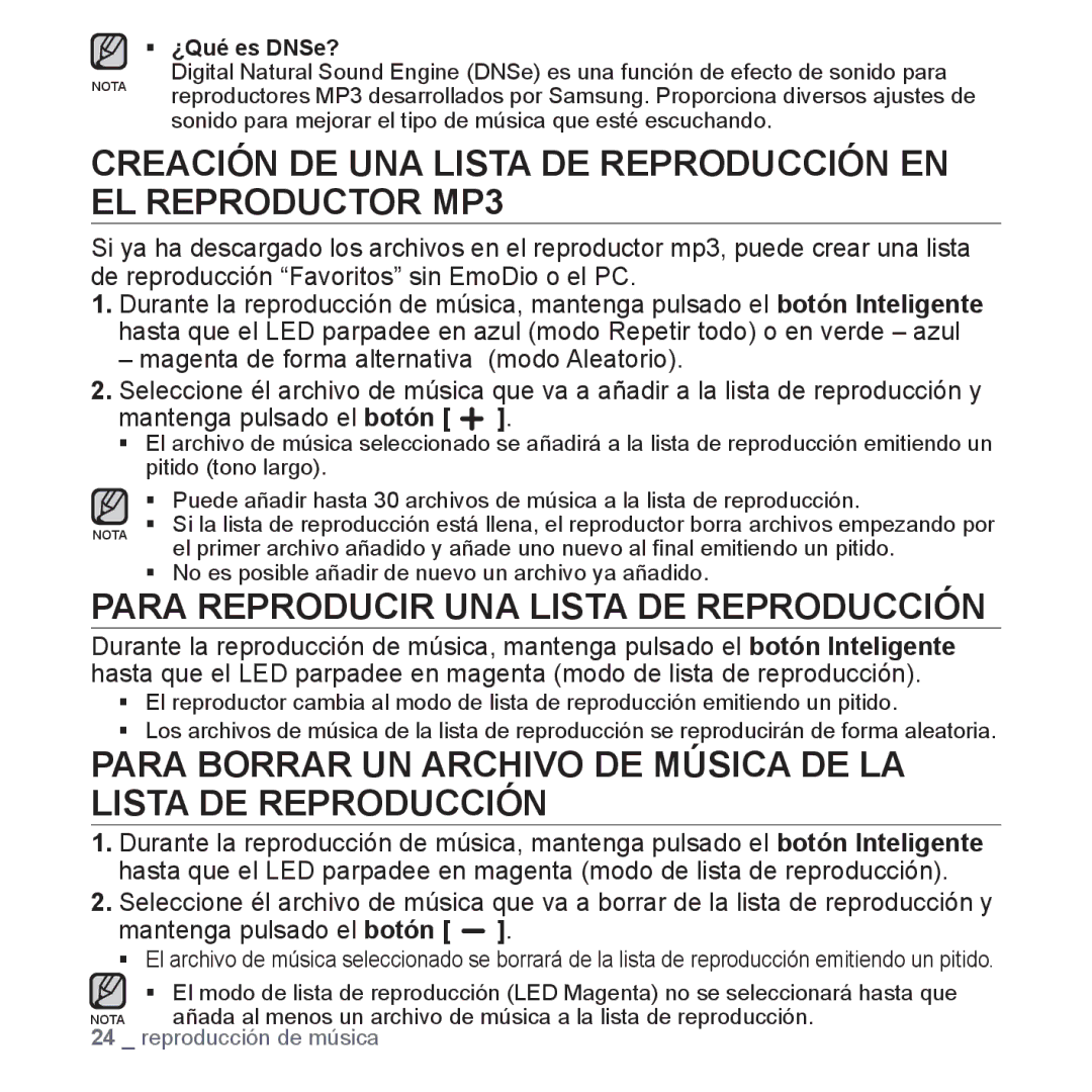 Samsung YP-S2QB/EDC Creación DE UNA Lista DE Reproducción EN EL Reproductor MP3, Para Reproducir UNA Lista DE Reproducción 