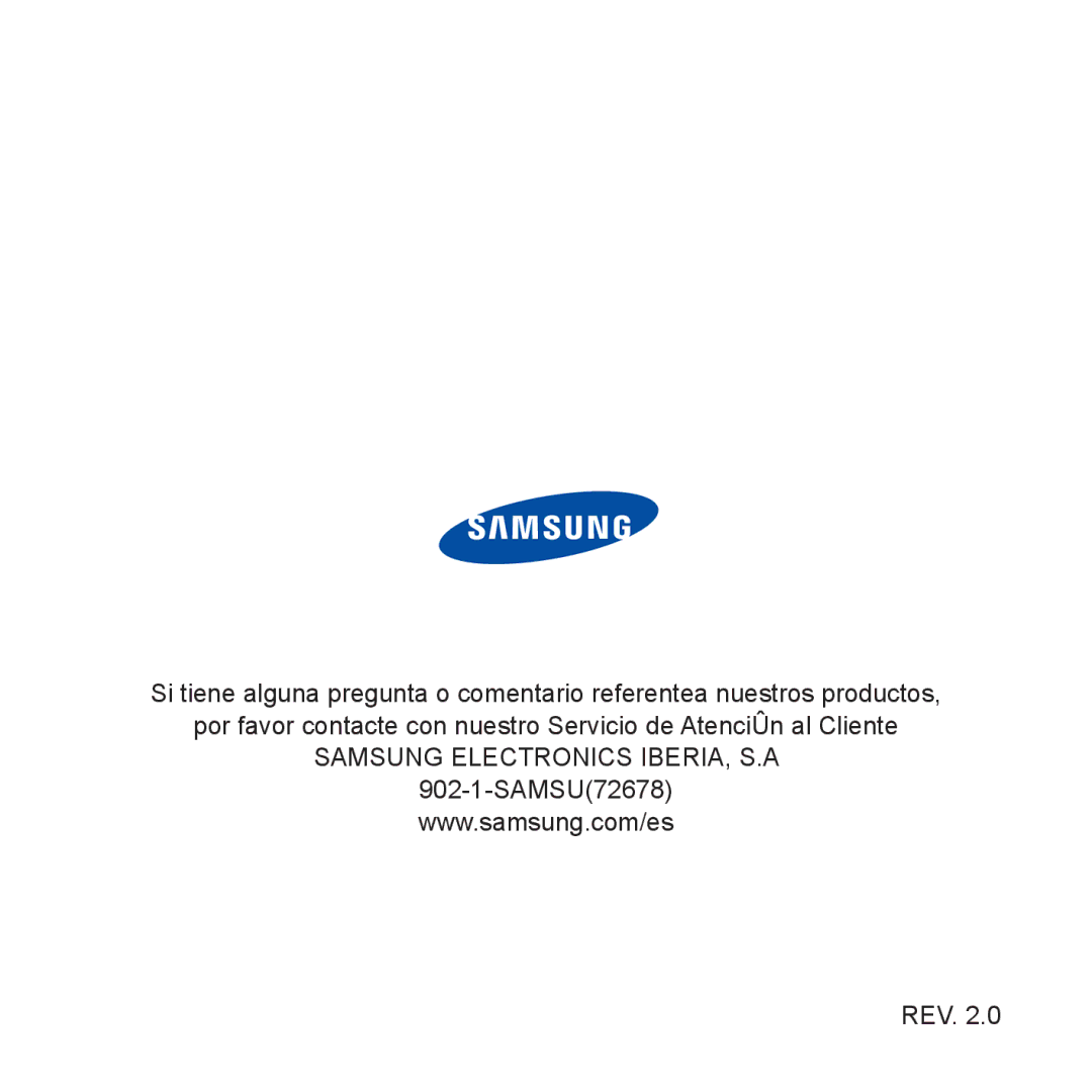 Samsung YP-S2QR/EDC, YP-S2QB/EDC, YP-S2ZR/EDC, YP-S2ZU/EDC, YP-S2ZB/EDC, YP-S2QW/EDC manual Samsung Electronics IBERIA, S.A 