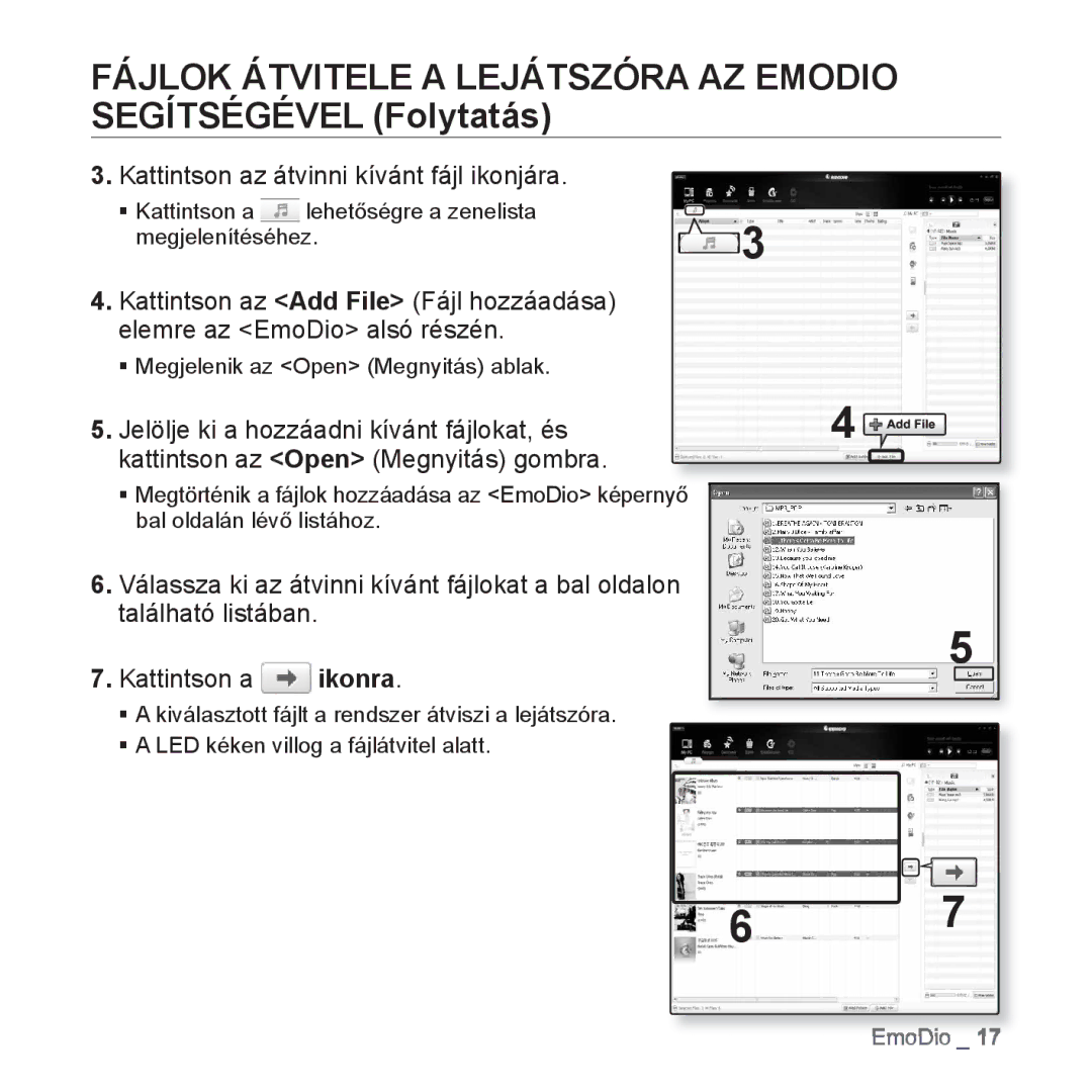 Samsung YP-S2ZG/EDC, YP-S2QB/EDC, YP-S2ZR/EDC, YP-S2ZU/EDC, YP-S2ZB/EDC manual Kattintson az átvinni kívánt fájl ikonjára 