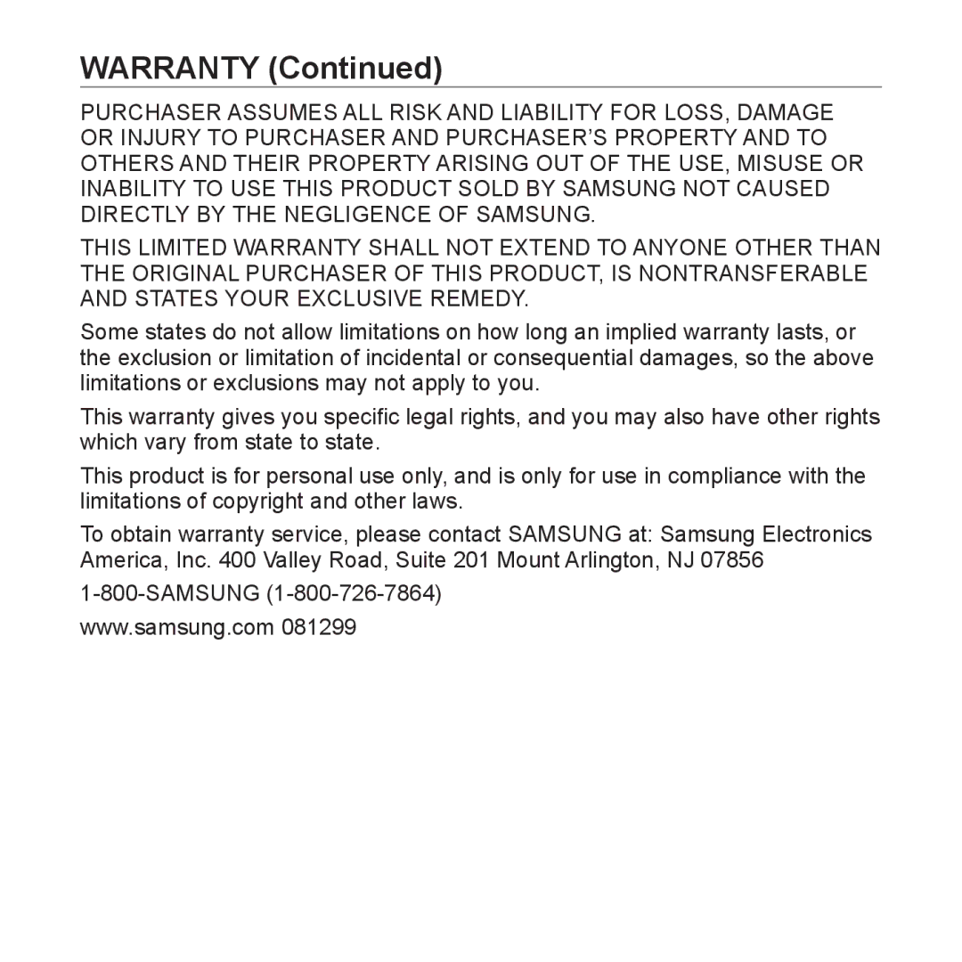 Samsung YP-S3 user manual Samsung 