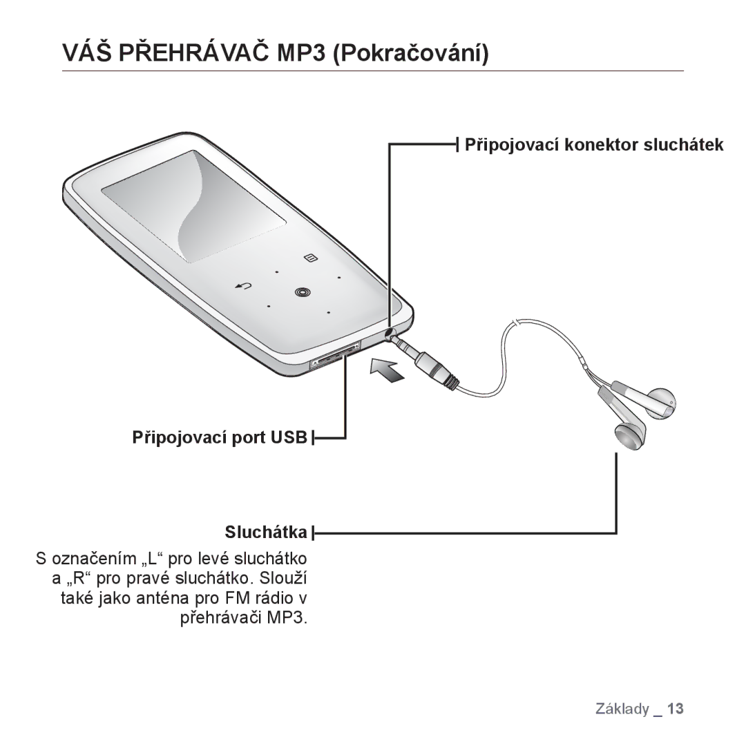 Samsung YP-S3JAL/EDC, YP-S3JAR/EDC, YP-S3JAG/EDC, YP-S3JAW/EDC, YP-S3JQB/EDC, YP-S3JAB/EDC manual VÁŠ Přehrávač MP3 Pokračování 