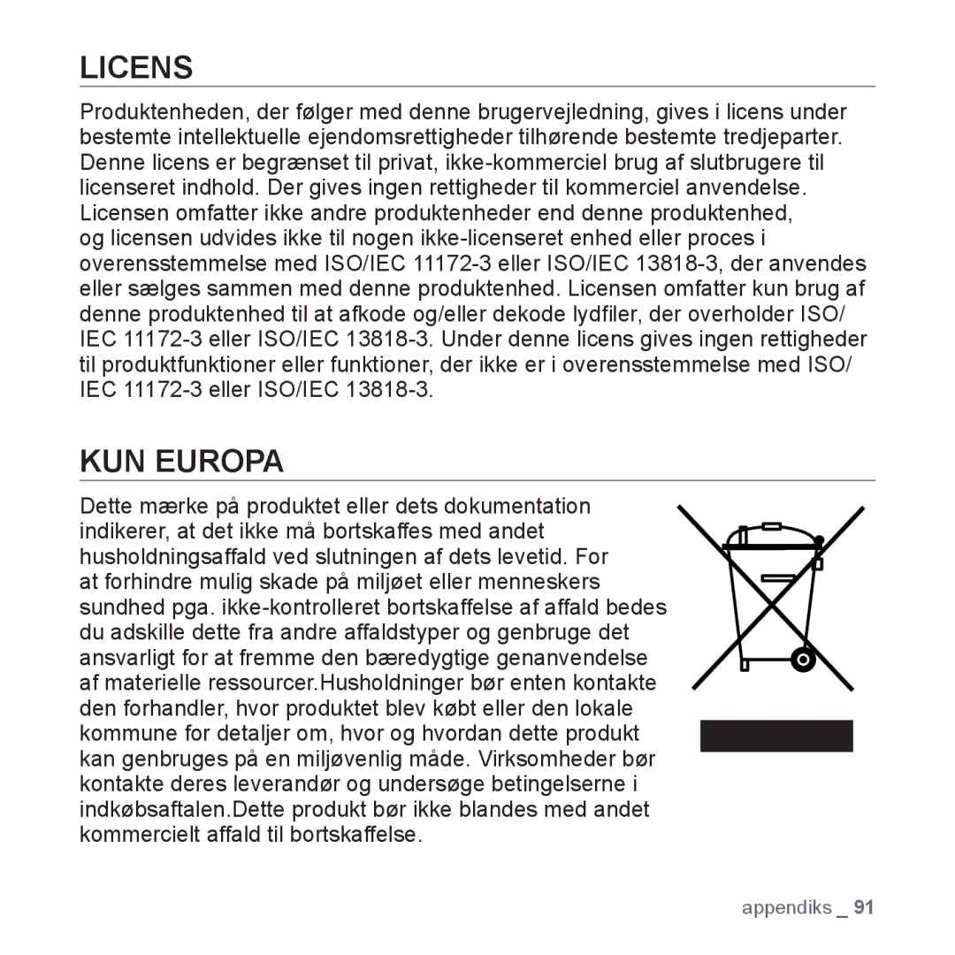 Samsung YP-S3JAB/EDC, YP-S3JQB/EDC, YP-S3JQW/XEE, YP-S3JAR/XEE, YP-S3JAB/XEE, YP-S3JAW/XEE, YP-S3JQB/XEE Licens, KUN Europa 