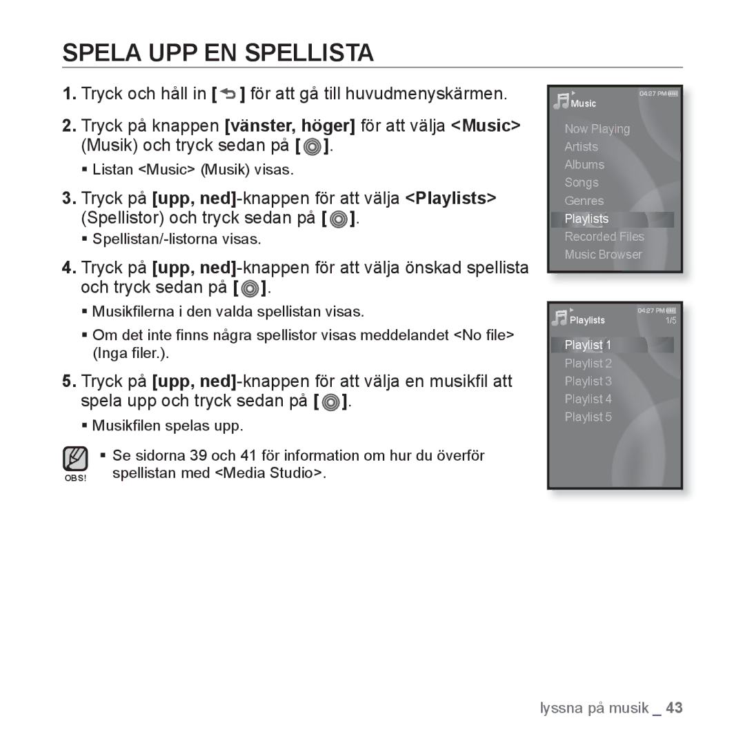 Samsung YP-S3JAR/XEE, YP-S3JQB/EDC, YP-S3JAB/EDC, YP-S3JQW/XEE, YP-S3JAB/XEE, YP-S3JAW/XEE, YP-S3JQB/XEE Spela UPP EN Spellista 