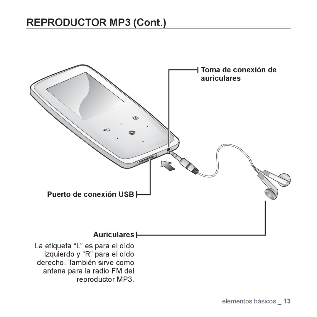 Samsung YP-S3JAR/EDC, YP-S3JQL/EDC, YP-S3JAL/EDC, YP-S3JAG/EDC, YP-S3JAW/EDC, YP-S3JQG/EDC, YP-S3JQB/EDC manual Reproductor MP3 