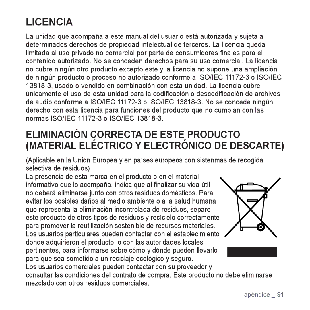 Samsung YP-S3JCB/EDC, YP-S3JQL/EDC, YP-S3JAR/EDC, YP-S3JAL/EDC, YP-S3JAG/EDC, YP-S3JAW/EDC, YP-S3JQG/EDC, YP-S3JQB/EDC Licencia 