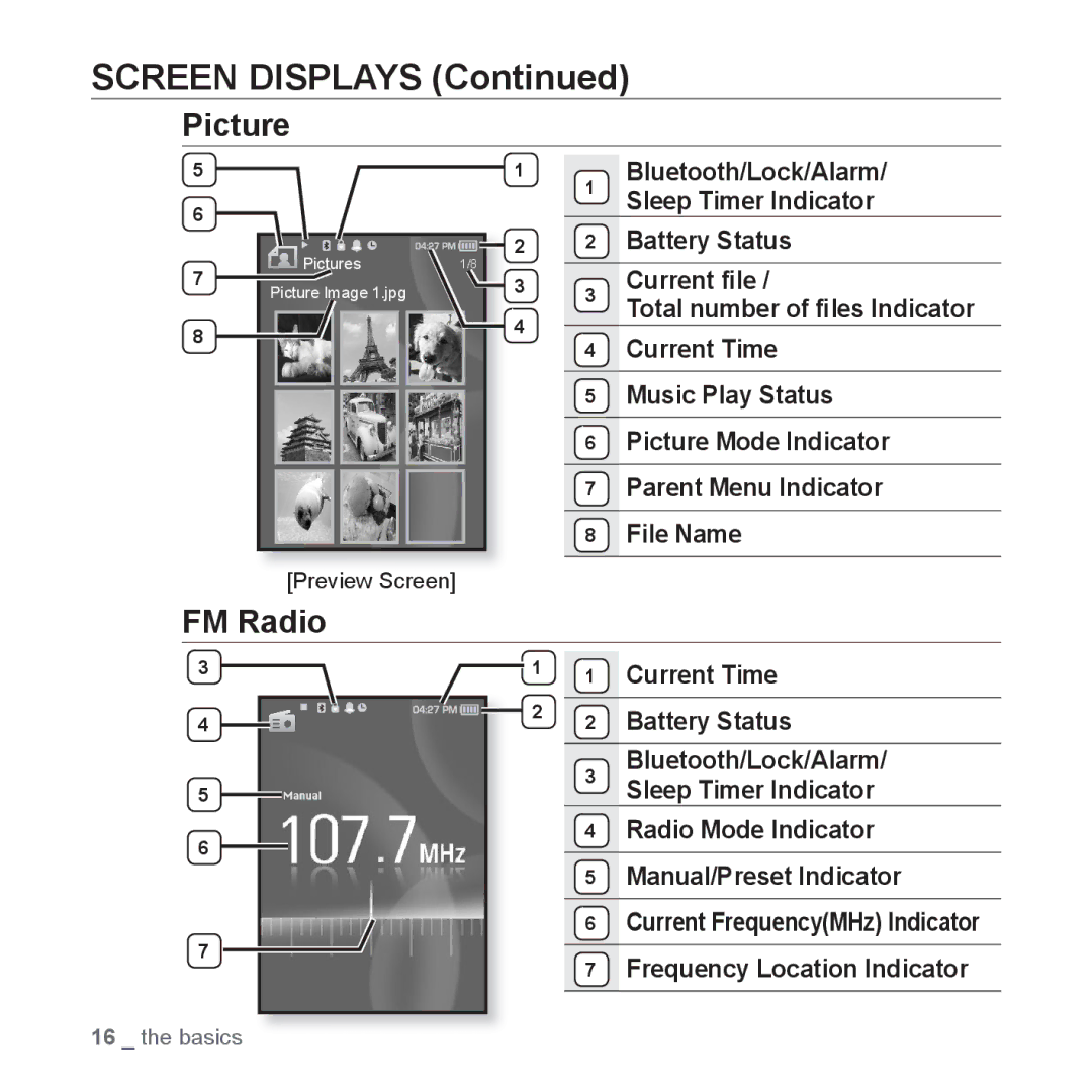 Samsung YP-S5 user manual Picture, FM Radio 