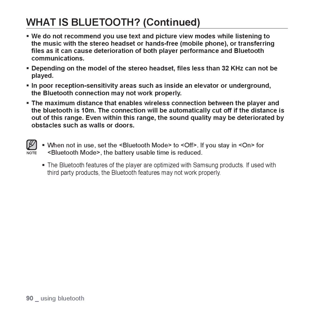 Samsung YP-S5 user manual What is BLUETOOTH? 