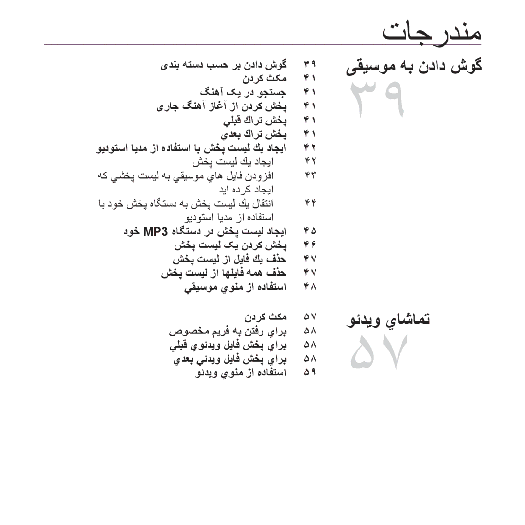 Samsung YP-S5AB/MEA, YP-S5AB/HAC, YP-S5QB/HAC, YP-S5QW/HAC, YP-S5CW/HAC, YP-S5AB/AAW manual شخپ تسيل كي داجيا, ديا هدرك داجيا 