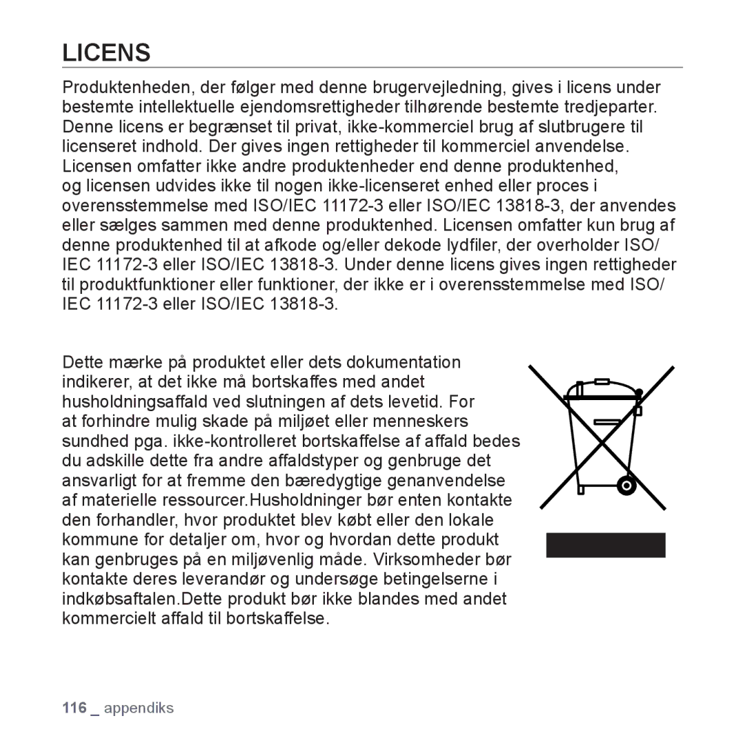 Samsung YP-S5JAB/XEE manual Licens 