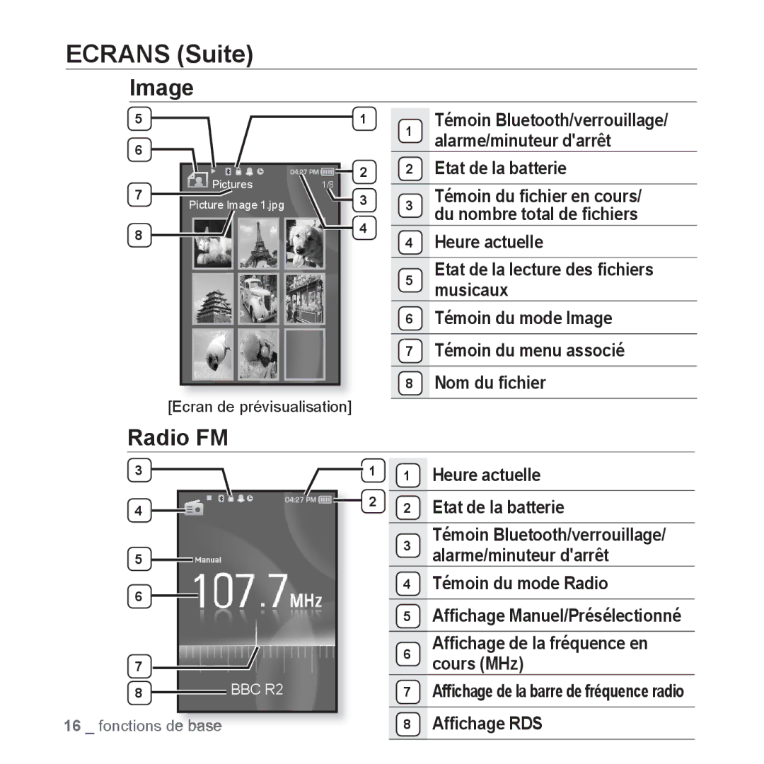 Samsung YP-S5JAB/XEF, YP-S5JQB/XEF, YP-S5JCW/XEF, YP-S5JCB/XEF manual Radio FM 