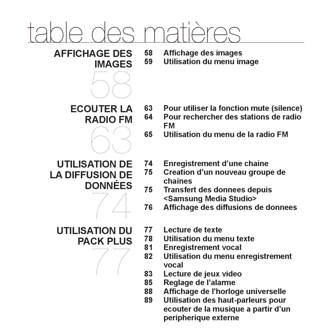 Samsung YP-S5JAB/XEF, YP-S5JQB/XEF, YP-S5JCW/XEF, YP-S5JCB/XEF manual Transfert des donnees depuis Samsung Media Studio 