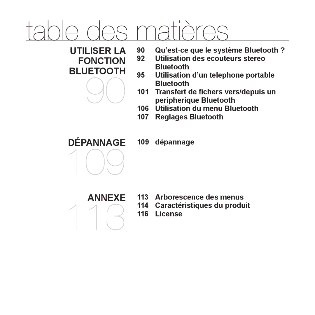 Samsung YP-S5JQB/XEF, YP-S5JAB/XEF, YP-S5JCW/XEF, YP-S5JCB/XEF manual 109 