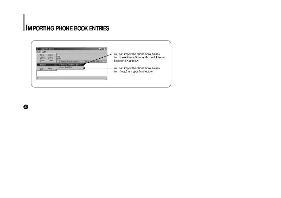 Samsung YP-SE64PS manual Importing Phone Book Entries 