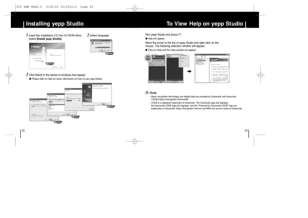 Samsung YP-ST5 manual Installing yepp Studio, To View Help on yepp Studio, Run yepp Studio and press F1 