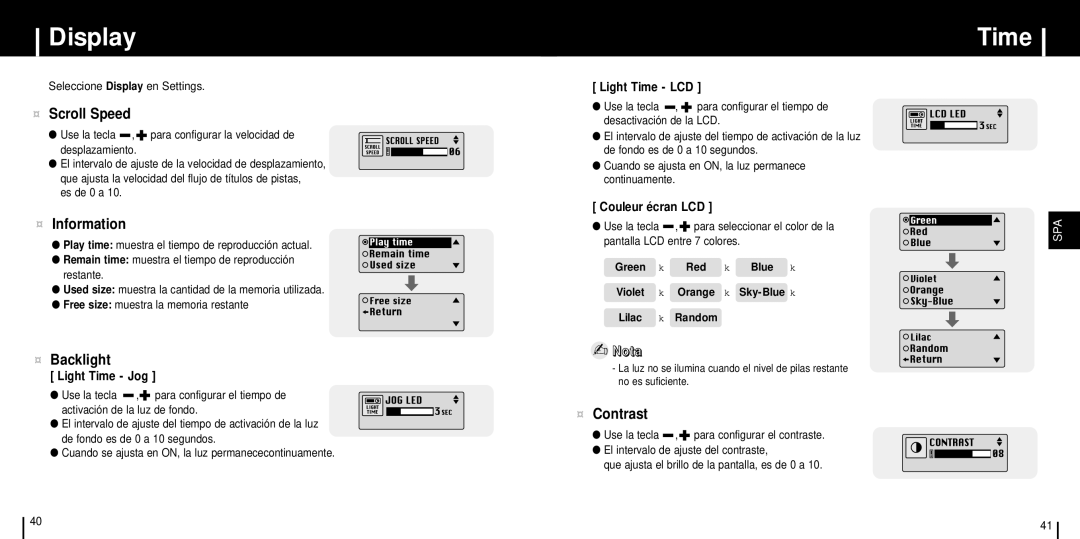 Samsung YP-ST5X/ELS, YP-ST5V/ELS, YP-ST5Z/ELS manual Display, Time 