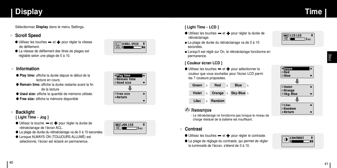 Samsung YP-ST5X/ELS, YP-ST5V/ELS, YP-ST5Z/ELS, YP-ST5X/XSJ, YP-ST5H/ELS manual Display, Time 