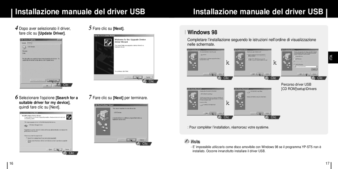 Samsung YP-ST5X/ELS, YP-ST5V/ELS manual Windows, Quindi fare clic su Next Fare clic su Next, Fare clic su Next per terminare 