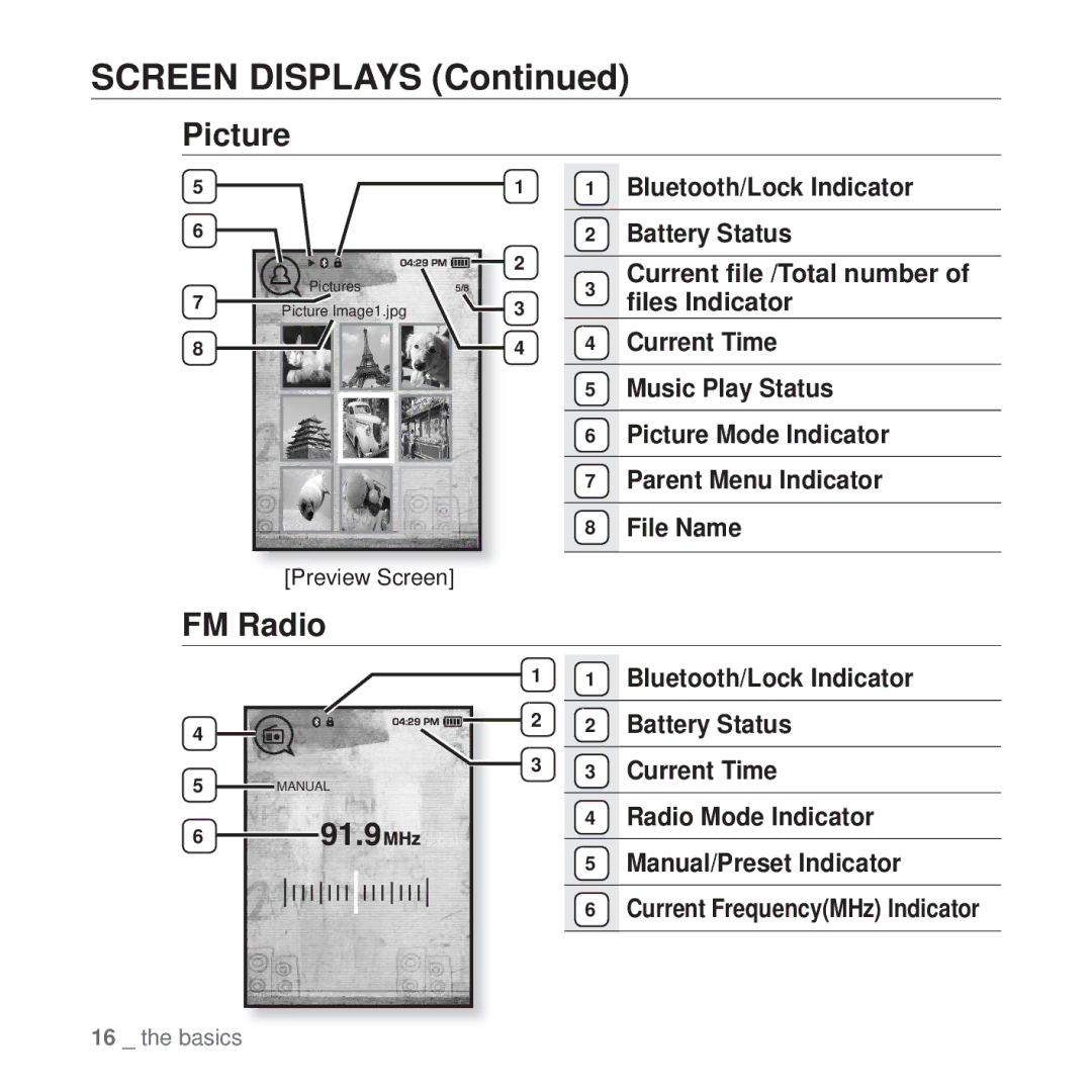 Samsung YP-T10 user manual Picture, FM Radio 