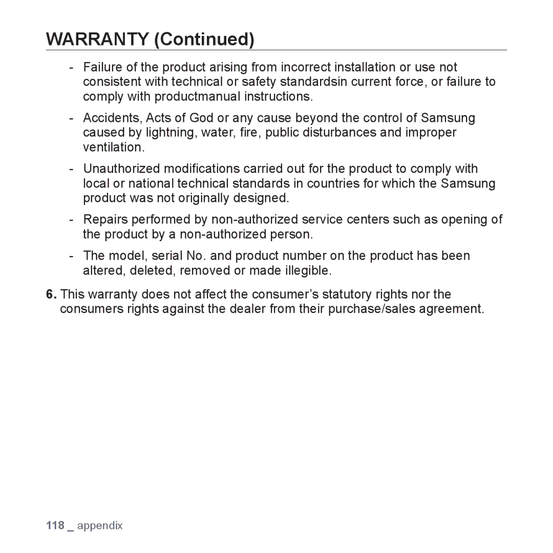 Samsung YP-T10JARY user manual Warranty 