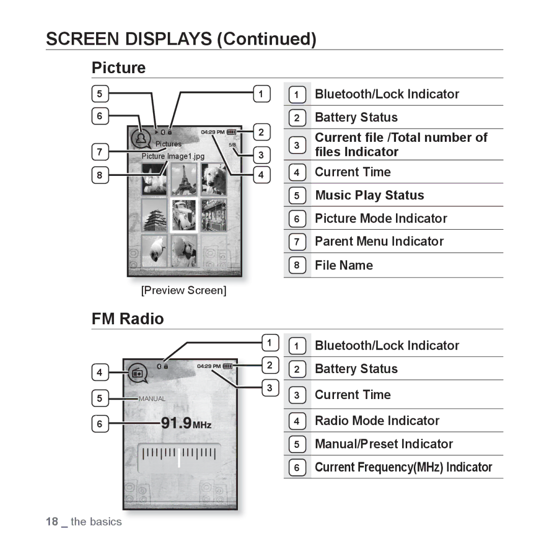 Samsung YP-T10JARY user manual Picture, FM Radio 