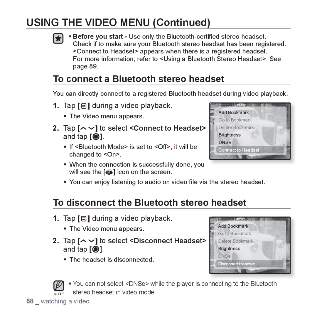 Samsung YP-T10JARY user manual ƒ The headset is disconnected 